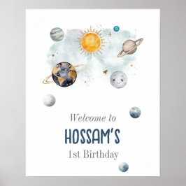 Póster Aniversario del espacio exterior Galaxy Sun Moon E