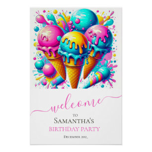 Póster Aniversario del Helado Cream Cute