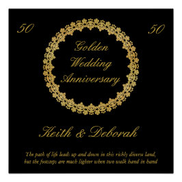 Póster Aniversario del personalizable Boda Dorado