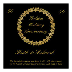 Póster Aniversario del personalizable Boda Dorado
