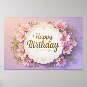 Póster Aniversario floral lujoso y elegante extravagante