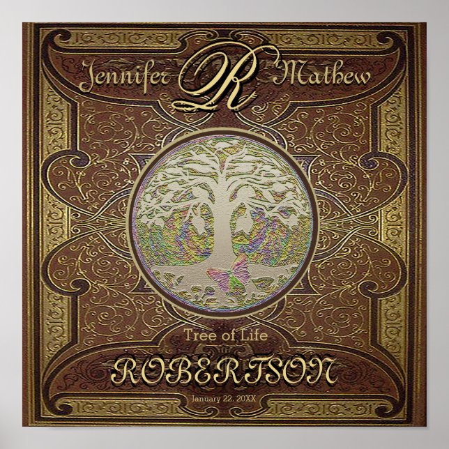 Póster Aniversario o árbol Boda de la vida (Frente)