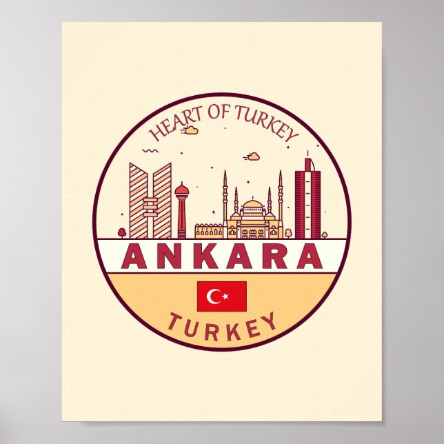 Póster Ankara Turkey City Skyline Emblem (Frente)