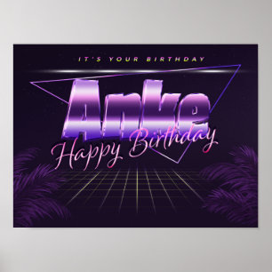Póster Anke Name Vorname lila retro Poster Geburtstag