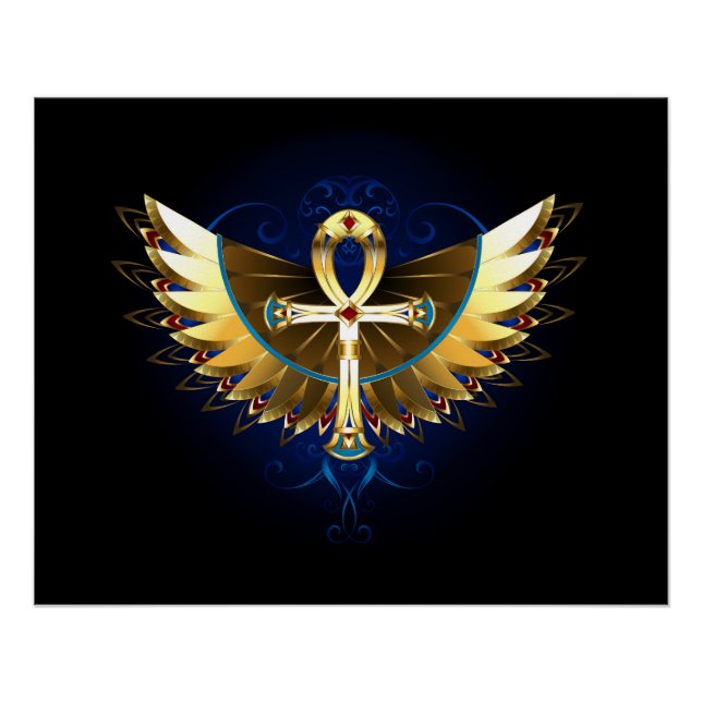 Póster Ankh de oro con alas (Anverso)