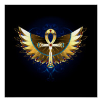 Ankh de oro con alas