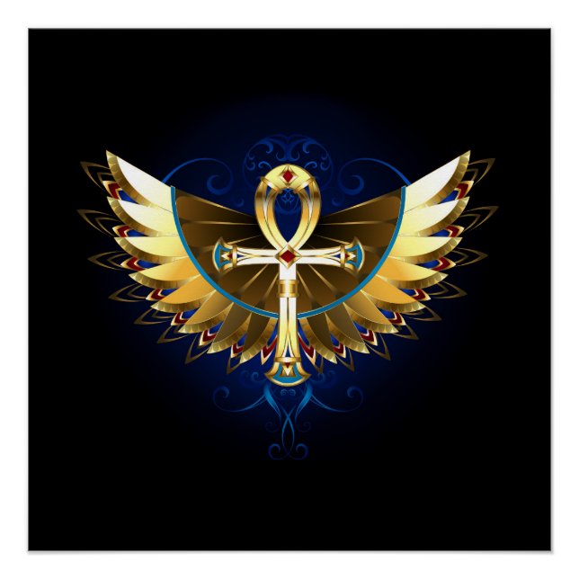 Póster Ankh de oro con alas (Anverso)
