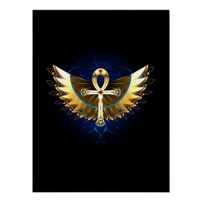 Póster Ankh de oro con alas (Anverso)