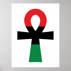 Póster Ankh rojo, negro y verde