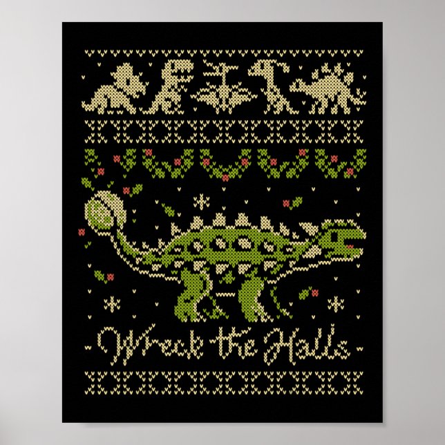 Póster Ankylosaurus Dinosaur Christmas Sweater  (Frente)