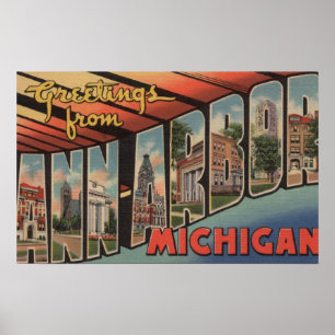 Póster Ann Arbor, Michigan - escenas grandes de la letra