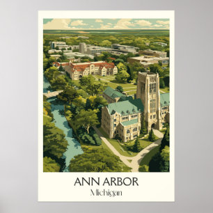 Póster Ann Arbor Michigan Vintage University