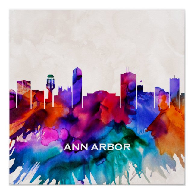 Póster Ann Arbor Skyline (Anverso)