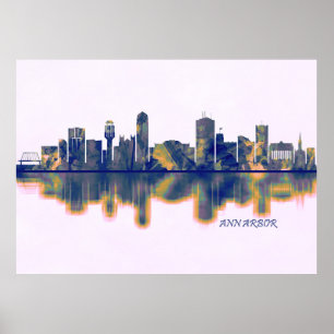Póster Ann Arbor Skyline