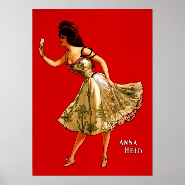 Póster Anna Held ~ Anuncio del Teatro Vaudeville 1899 (Frente)