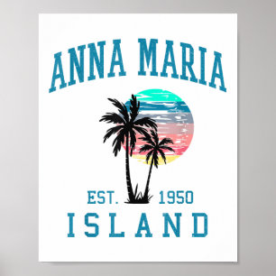 Póster Anna Maria Island Florida Vintage Beach Palm Trees