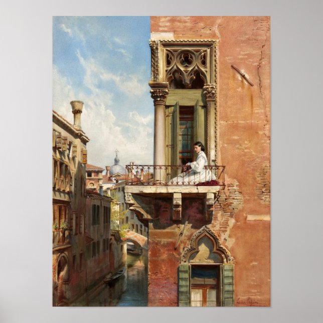 Póster Anna Passini en el balcón por Ludwig Passini (Frente)