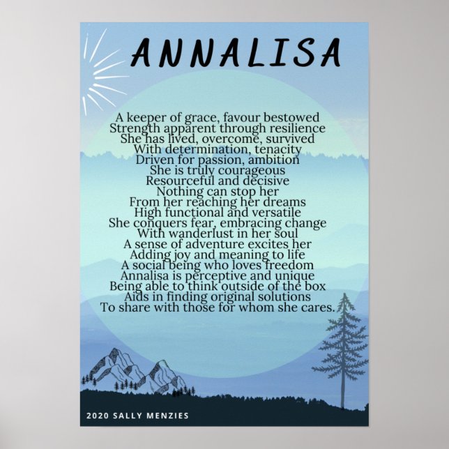 Póster "Annalisa" Name Poem (Frente)