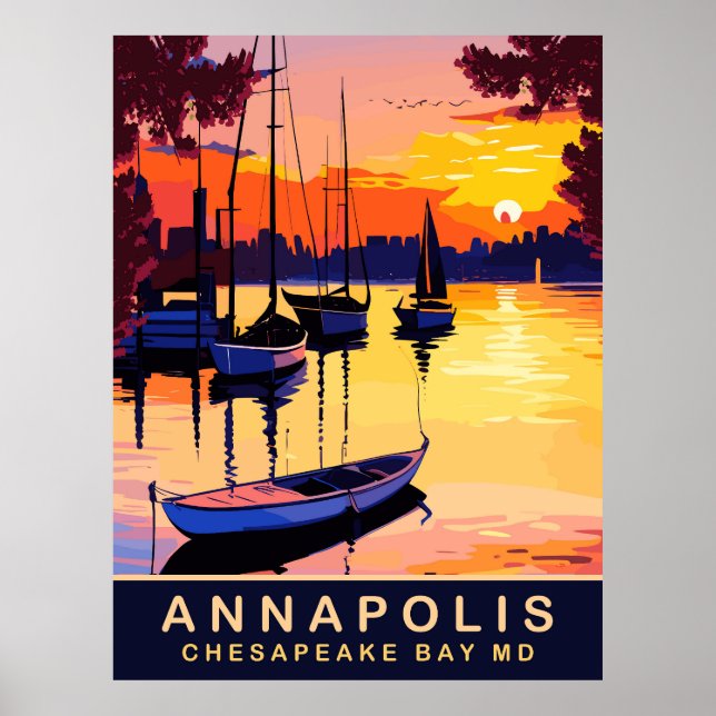Póster Annapolis, Bahía de Chesepeake, Maryland, Viajes (Frente)