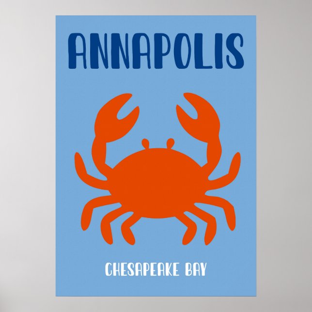 Póster Annapolis Bold Chesapeake Bay Crab Art Print (Frente)