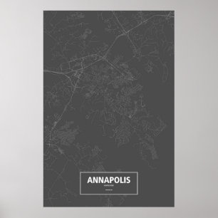 Póster Annapolis, Maryland (blanco sobre negro)