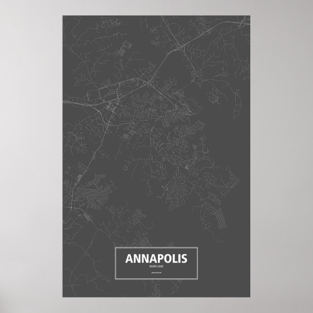 Póster Annapolis, Maryland (blanco sobre negro) (Frente)