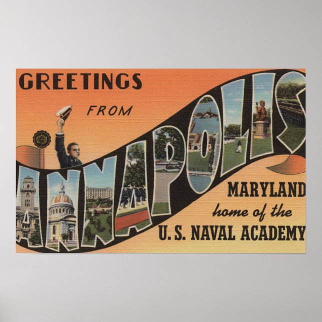 Póster Annapolis, Maryland - Escenas de letras grandes (Frente)