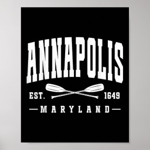 Póster Annapolis Maryland Est. 1649 Remos Cruzados Vela