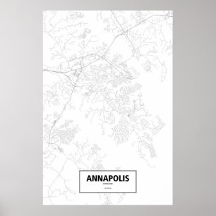 Póster Annapolis, Maryland (negro sobre blanco)