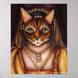 Póster Anne Boleyn Cat Art King Henry VIII Wives Tudores