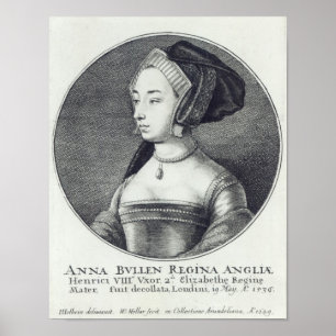 Póster Anne Boleyn, grabada por Wenceslaus Hollar, 1649
