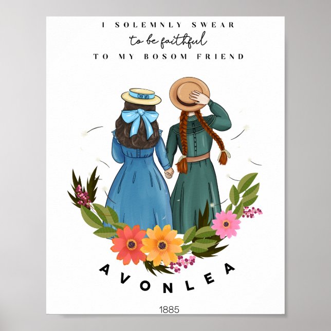 Póster Anne con un E y Diana de Avonlea Green Gables (Frente)