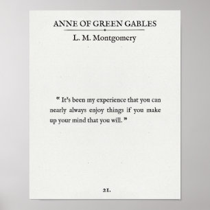 Póster Anne of Green Gables - Cita de la página del libro