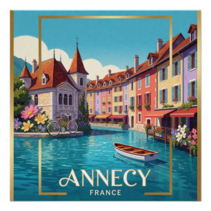 Póster Annecy Francia Viaje Histórico