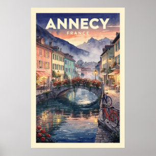 Póster Annecy Francia Viajes Antiguos