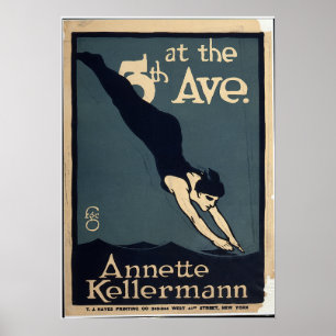 Póster Annette Kellerman Swim Dive Theatre Nueva York