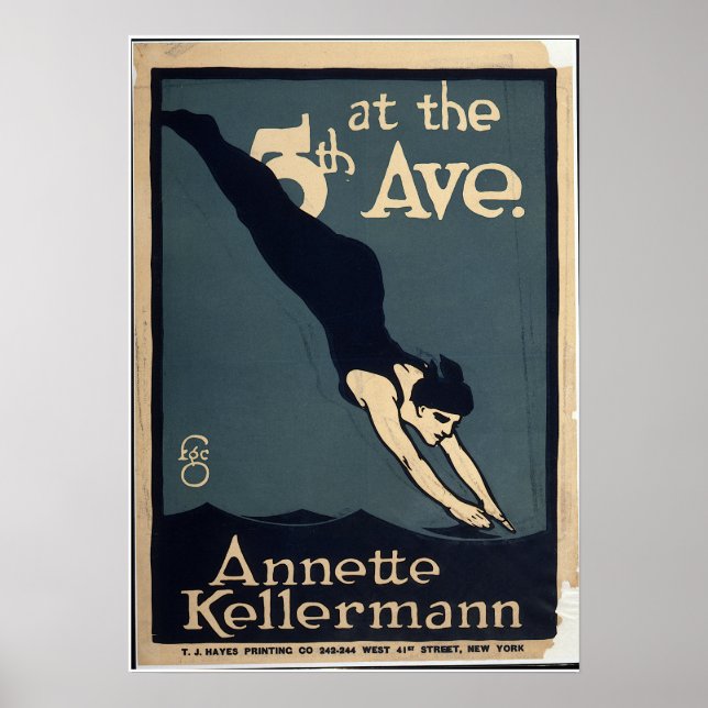 Póster Annette Kellerman Swim Dive Theatre Nueva York (Frente)