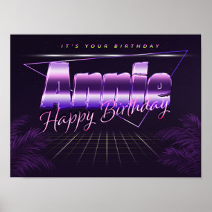 Póster Annie Name Vorname lila retro Poster Geburtstag