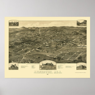 Póster Anniston, AL Panoramic Map - 1887