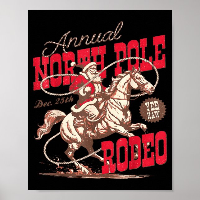 Póster Annual North Le Rodeo Cowboy Santa Howdy Christmas (Frente)