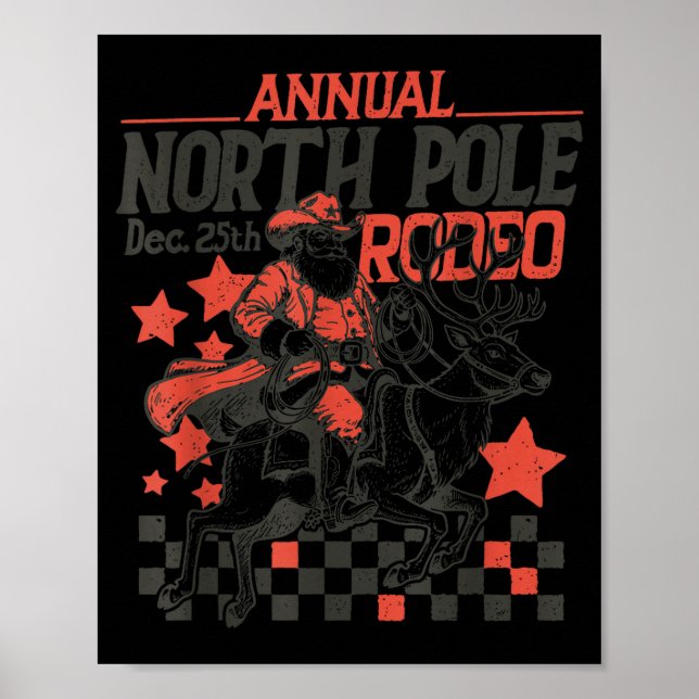Póster Annual North Le Rodeo Santa Western Cowboy Christm (Frente)