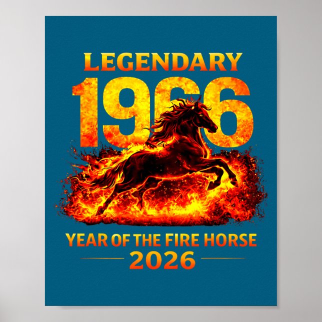 Póster Año 1966 Caballo de Fuego Cumpleaños 60 (Frente)