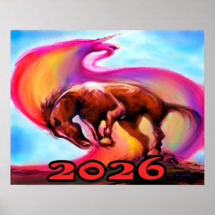 Póster Año 2026 del Caballo de Fuego