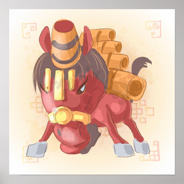 Póster Año acuático del caballo, Samurai (Frente)