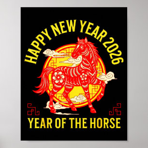 Póster Año Caballo de Fuego Zodiaco Lunar Chino