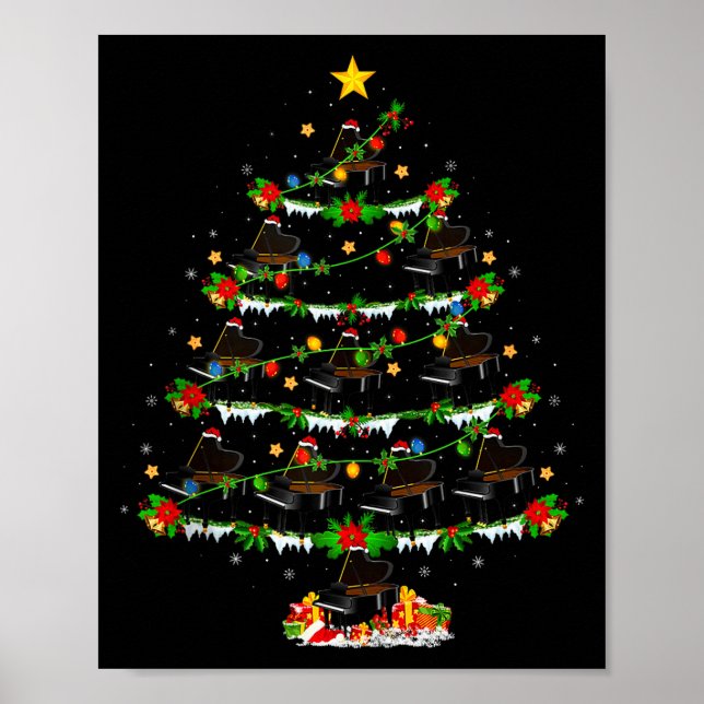 Póster Ano Christmas Tree Lights Music Lover Musical Xmas (Frente)
