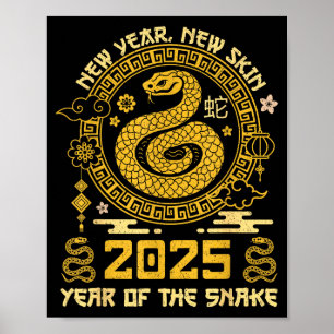 Póster Año de la Serpiente 2025 Feliz Año Nuevo Lunar Chi