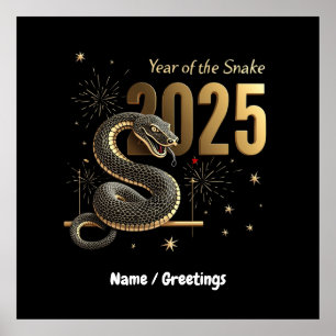 Póster Año de la serpiente 2025 Personalizable zodiaco ch