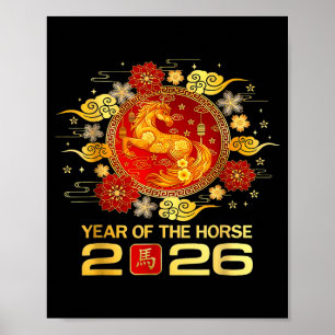 Póster Año del Caballo 2026 Año Nuevo Chino 2026 Famil