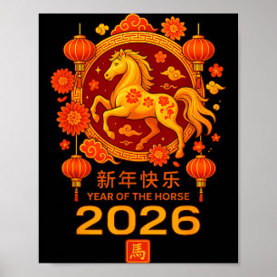 Póster Año del Caballo 2026 Año Nuevo Chino Caballo